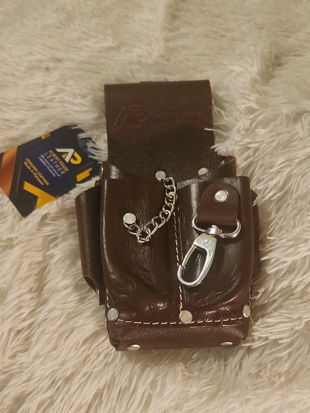 Leather Tool Pouch Heavy Duty Tool 5 Pocket Electrician Carpenters Tool Pouch